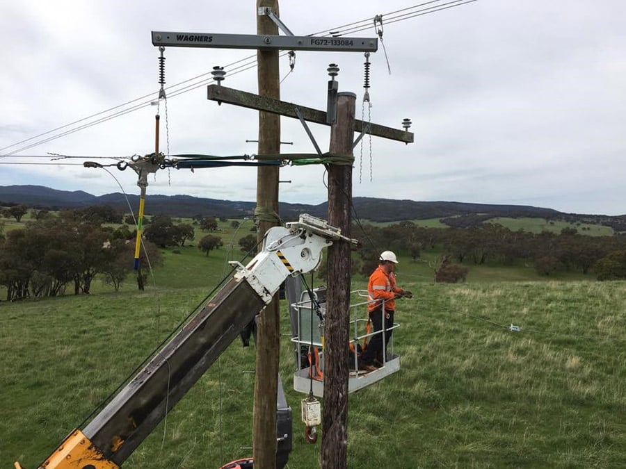 Electrical Wood Post — Electricians in Bathurst, NSW