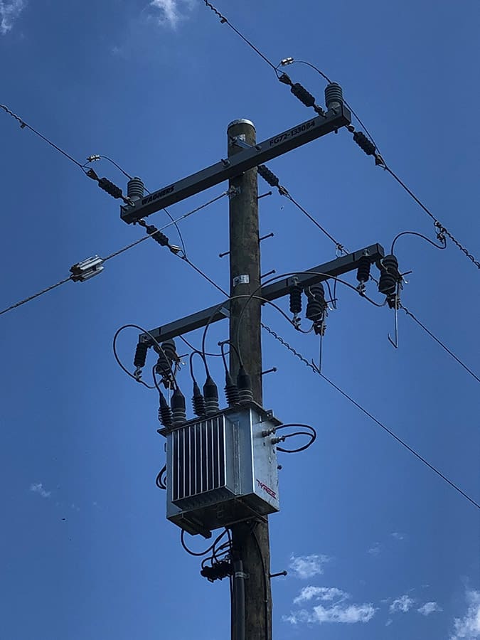 Electrical Wood Post — Electricians in Bathurst, NSW